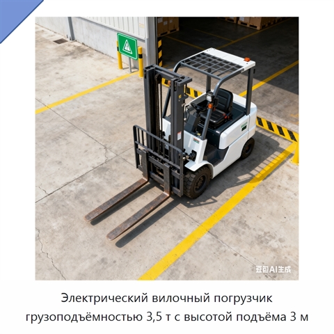 Электрический вилочный погрузчик грузоподъёмностью 3,5 т с высотой подъёма 3 м