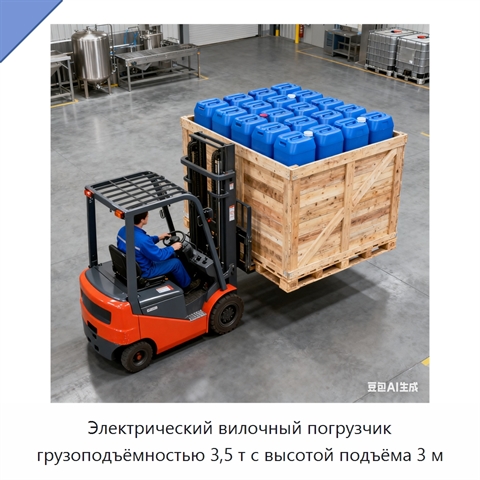 Электрический вилочный погрузчик грузоподъёмностью 3,5 т с высотой подъёма 3 м