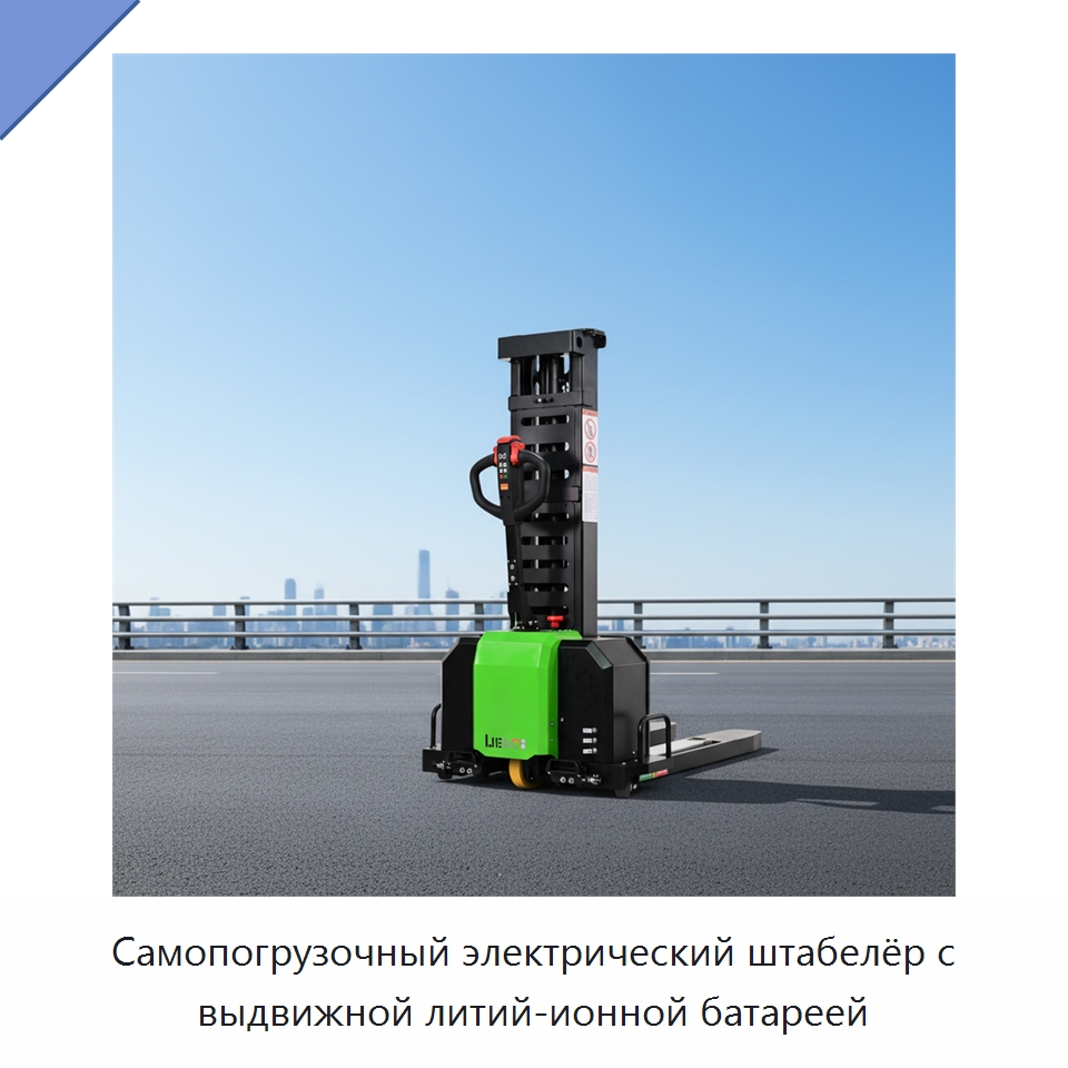 Самопогрузочный электрический штабелёр с выдвижной литий-ионной батареей — Вилочные погрузчики