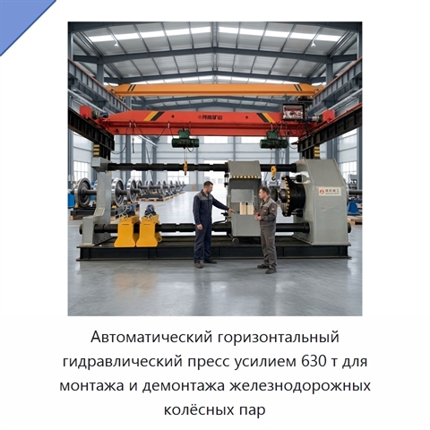 Автоматический горизонтальный гидравлический пресс усилием 630 т для монтажа и демонтажа железнодорожных колёсных пар
