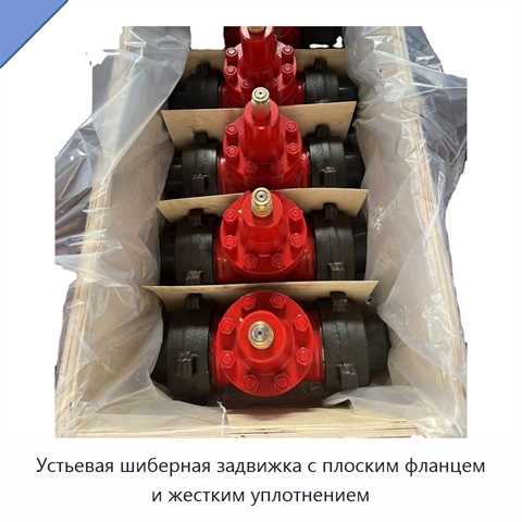 Устьевая шиберная задвижка с плоским фланцем и жестким уплотнением