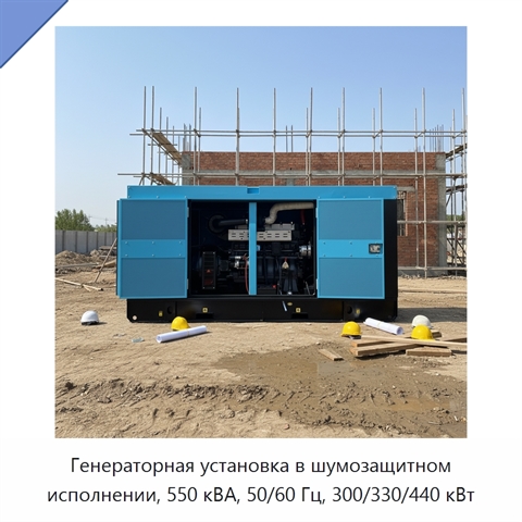 Генераторная установка в шумозащитном исполнении, 550 кВА, 50/60 Гц, 300/330/440 кВт