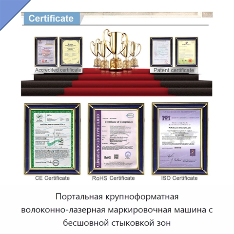 Портальная крупноформатная волоконно-лазерная маркировочная машина с бесшовной стыковкой зон