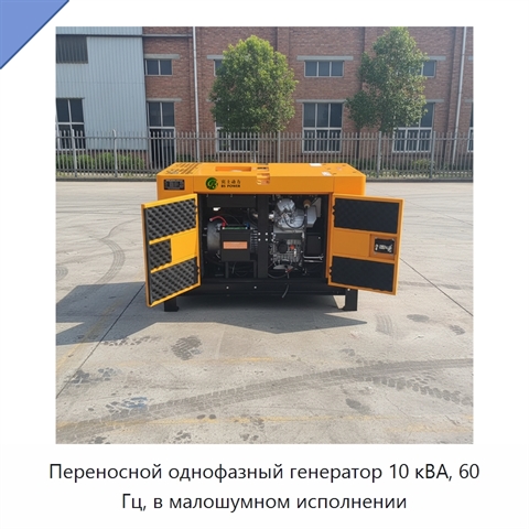 Переносной однофазный генератор 10 кВА, 60 Гц, в малошумном исполнении
