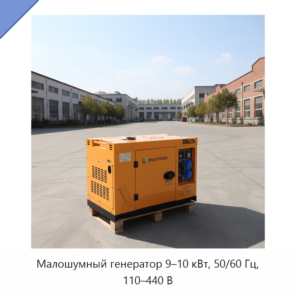 Малошумный генератор 9–10 кВт, 50/60 Гц, 110–440 В — Дизельные генераторы