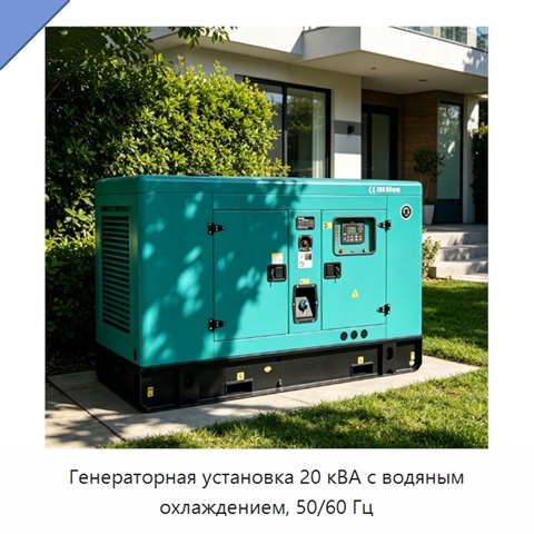 Генераторная установка 20 кВА с водяным охлаждением, 50/60 Гц