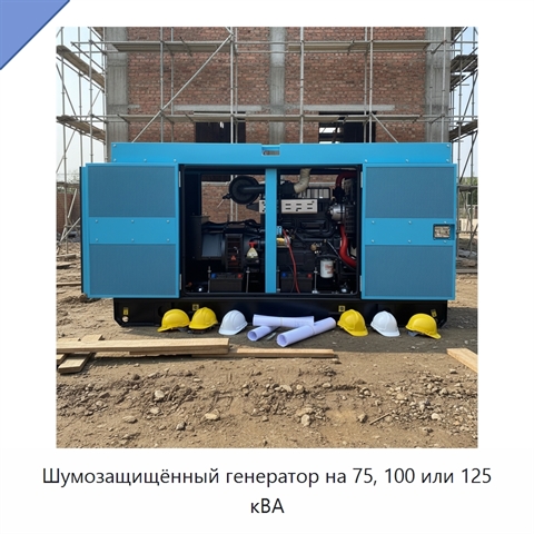 Шумозащищённый генератор на 75, 100 или 125 кВА