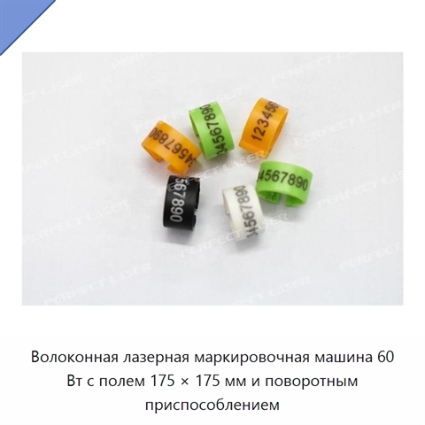 Волоконная лазерная маркировочная машина 60 Вт с полем 175 × 175 мм и поворотным приспособлением