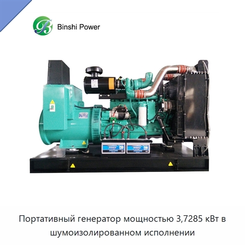 Портативный генератор мощностью 3,7285 кВт в шумоизолированном исполнении