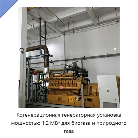 Когенерационная генераторная установка мощностью 1,2 МВт для биогаза и природного газа