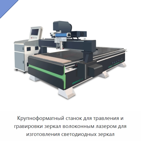 Крупноформатный станок для травления и гравировки зеркал волоконным лазером для изготовления светодиодных зеркал — Лазерные маркировочные станки