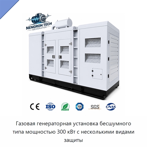Газовая генераторная установка бесшумного типа мощностью 300 кВт с несколькими видами защиты