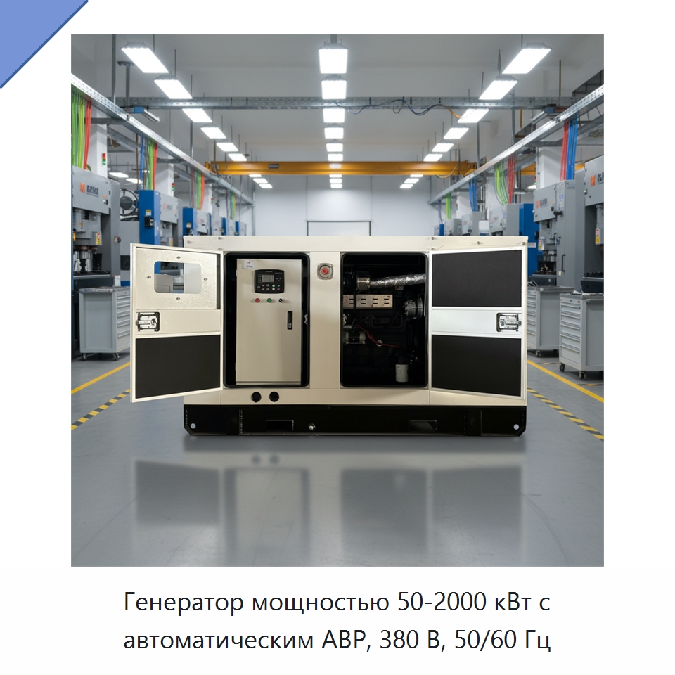 Генератор мощностью 50-2000 кВт с автоматическим АВР, 380 В, 50/60 Гц — Дизельные генераторы