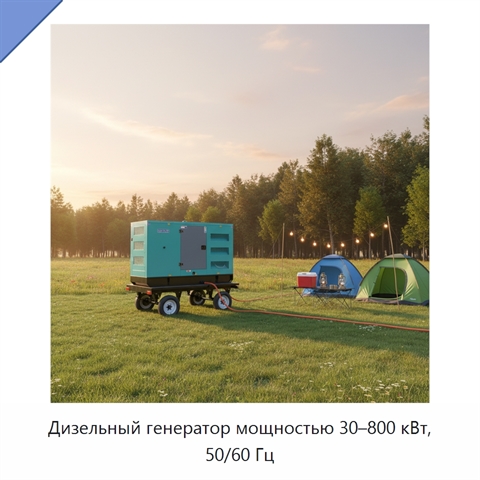 Дизельный генератор мощностью 30–800 кВт, 50/60 Гц