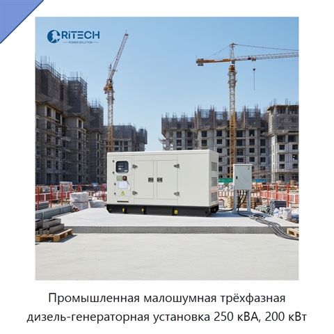 Промышленная малошумная трёхфазная дизель-генераторная установка 250 кВА, 200 кВт