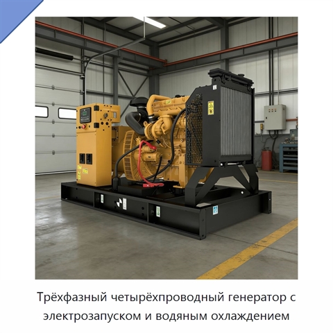Трёхфазный четырёхпроводный генератор с электрозапуском и водяным охлаждением