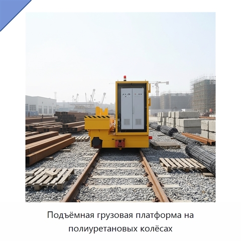 Подъёмная грузовая платформа на полиуретановых колёсах