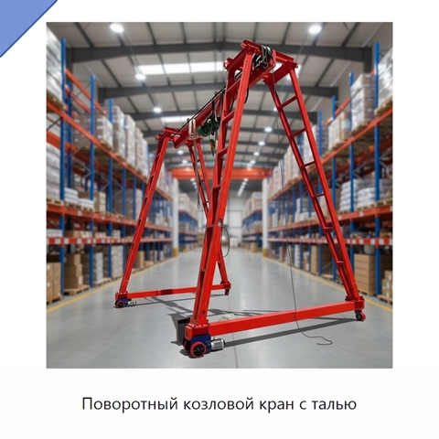 Поворотный козловой кран с талью