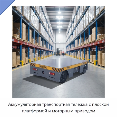 Аккумуляторная транспортная тележка с плоской платформой и моторным приводом