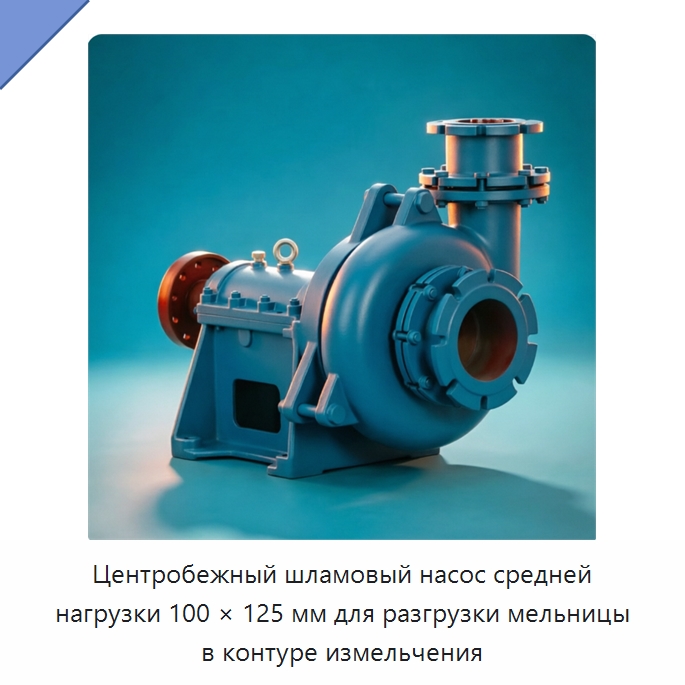 Центробежный шламовый насос средней нагрузки 100 × 125 мм для разгрузки мельницы в контуре измельчения — Насосы