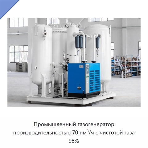 Промышленный газогенератор производительностью 70 нм³/ч с чистотой газа 98%