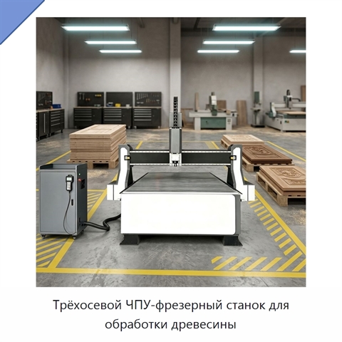 Трёхосевой ЧПУ-фрезерный станок для обработки древесины