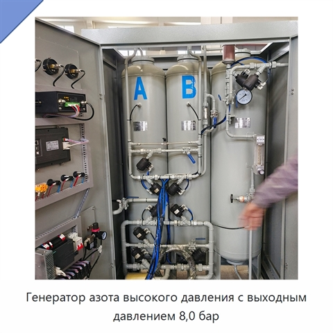 Генератор азота высокого давления с выходным давлением 8,0 бар
