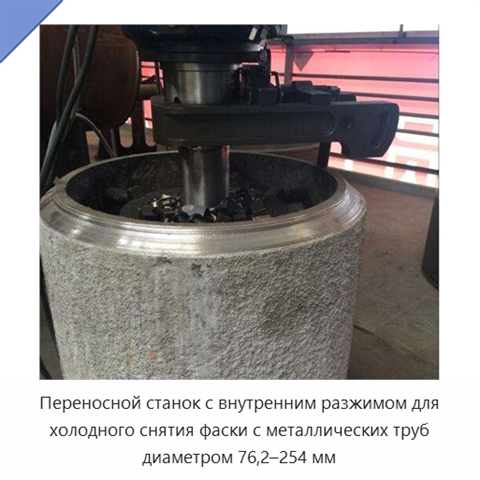Переносной станок с внутренним разжимом для холодного снятия фаски с металлических труб диаметром 76,2–254 мм