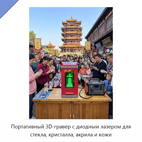 Портативный 3D-гравер с диодным лазером для стекла, кристалла, акрила и кожи