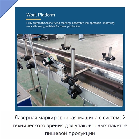 Лазерная маркировочная машина с системой технического зрения для упаковочных пакетов пищевой продукции