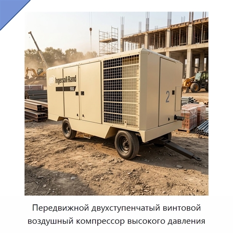 Передвижной двухступенчатый винтовой воздушный компрессор высокого давления