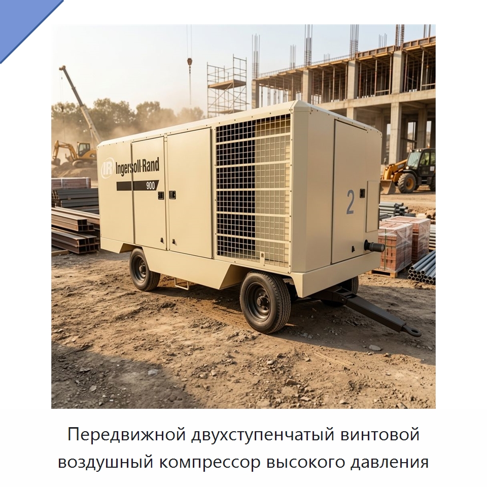 Передвижной двухступенчатый винтовой воздушный компрессор высокого давления — Промышленные компрессоры