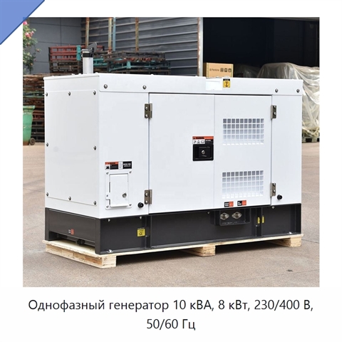 Однофазный генератор 10 кВА, 8 кВт, 230/400 В, 50/60 Гц