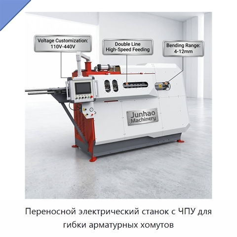 Переносной электрический станок с ЧПУ для гибки арматурных хомутов