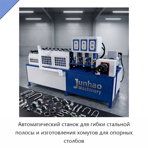 Автоматический станок для гибки стальной полосы и изготовления хомутов для опорных столбов