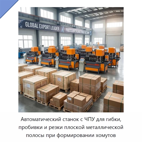 Автоматический станок с ЧПУ для гибки, пробивки и резки плоской металлической полосы при формировании хомутов