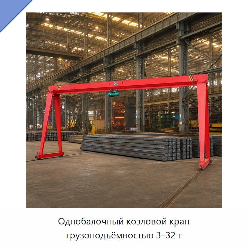 Однобалочный козловой кран грузоподъёмностью 3–32 т — Краны