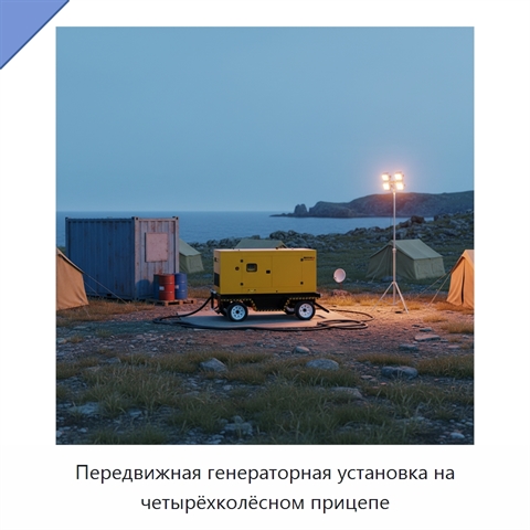 Передвижная генераторная установка на четырёхколёсном прицепе
