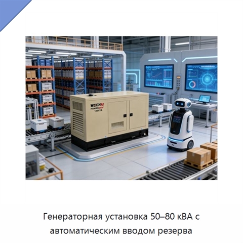 Генераторная установка 50–80 кВА с автоматическим вводом резерва