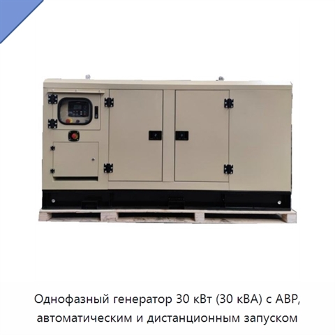 Однофазный генератор 30 кВт (30 кВА) с АВР, автоматическим и дистанционным запуском
