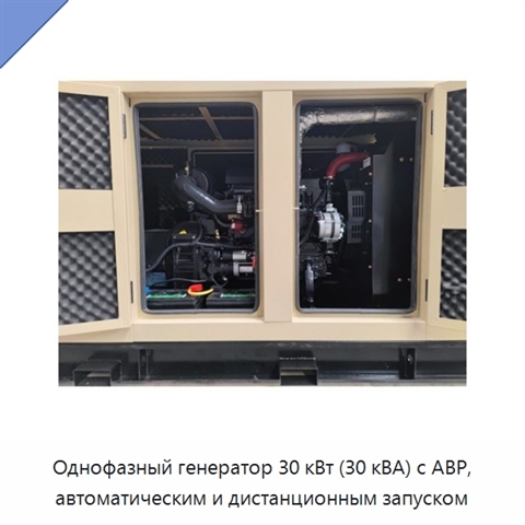 Однофазный генератор 30 кВт (30 кВА) с АВР, автоматическим и дистанционным запуском