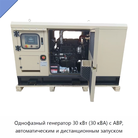 Однофазный генератор 30 кВт (30 кВА) с АВР, автоматическим и дистанционным запуском