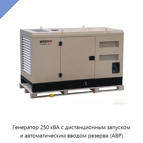 Генератор 250 кВА с дистанционным запуском и автоматическим вводом резерва (АВР)