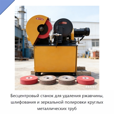 Бесцентровый станок для удаления ржавчины, шлифования и зеркальной полировки круглых металлических труб