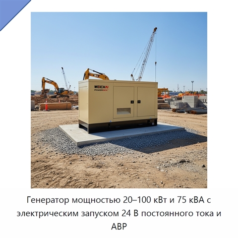 Генератор мощностью 20–100 кВт и 75 кВА с электрическим запуском 24 В постоянного тока и АВР