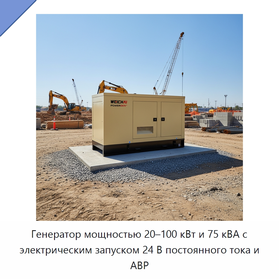 Генератор мощностью 20–100 кВт и 75 кВА с электрическим запуском 24 В постоянного тока и АВР — Дизельные генераторы