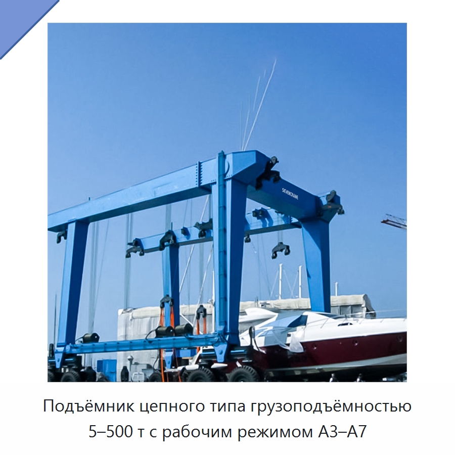 Подъёмник цепного типа грузоподъёмностью 5–500 т с рабочим режимом A3–A7 — Краны