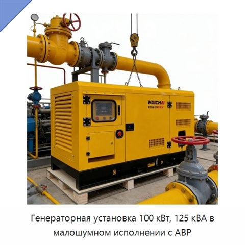 Генераторная установка 100 кВт, 125 кВА в малошумном исполнении с АВР