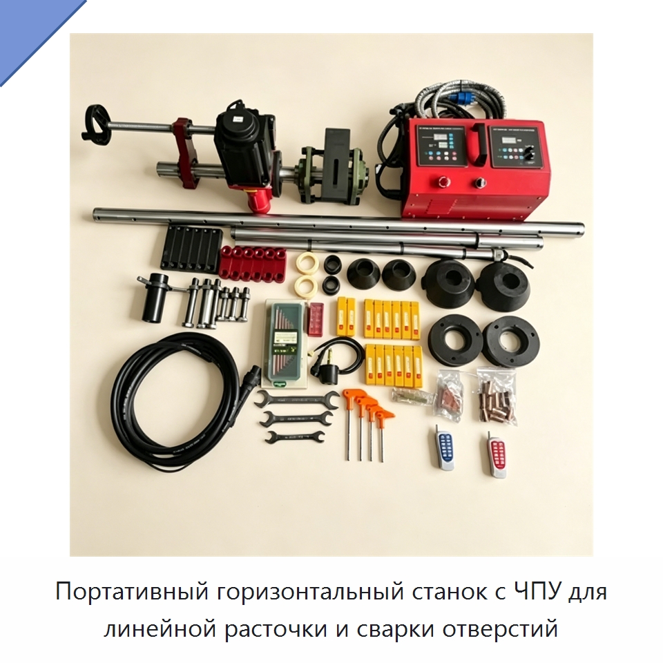Портативный горизонтальный станок с ЧПУ для линейной расточки и сварки отверстий — Расточные станки