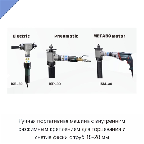 Ручная портативная машина с внутренним разжимным креплением для торцевания и снятия фаски с труб 18–28 мм